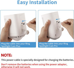 Power Adapter for Ring Spotlight Cam Plus/Pro (Battery), with 25Ft/7.5M Flat We