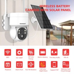 Powerful 1080P HD Wifi Solar Security Camera Full Color Night Vision IP66, ICSee