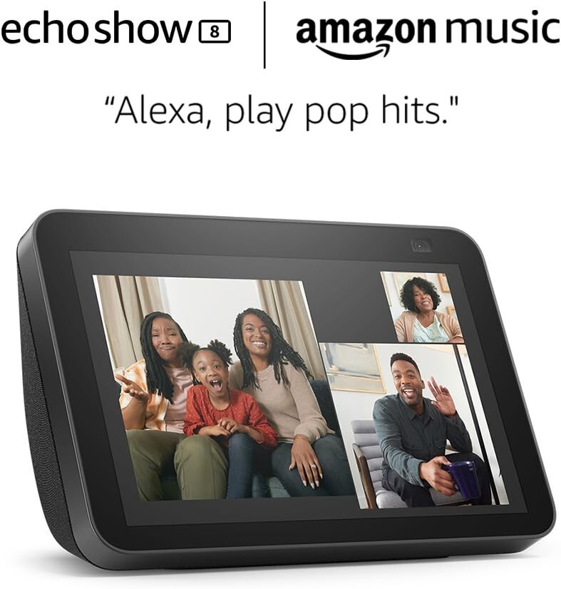 Amazon Echo Show 8 with Alexa – 2nd Ed 8″ HD smart display – Glacier Black
