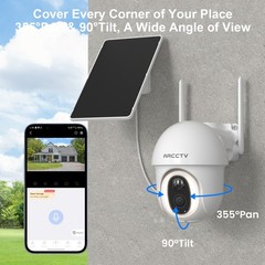 ARCCTV 4G LTE Cellular 4MP Solar Power 360°PTZ Security Camera Outdoor Wireless