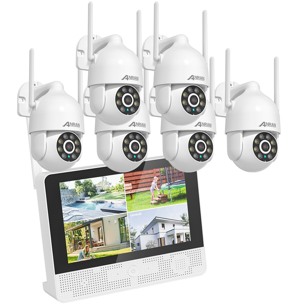 ANRAN Wireless Security Camera System Outdoor Audio 6CH 12 Inch Monitor Kits