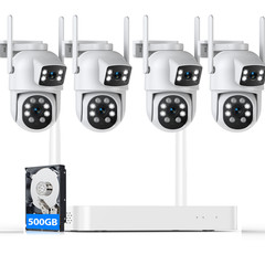 Wireless Surveillance System Dual Lens 5G Camera 500GB 10CH NVR Home Outdoor lot