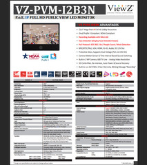 ViewZ VZ-PVM-I2B3N 23″ 1920×1080 IP PVM Based CCTV Monitor w 2MP Camera Black