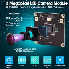 ELP Mini Webcam IMX214 HD 13MP No Distortion USB Camera f/ Android,Wins,Linux