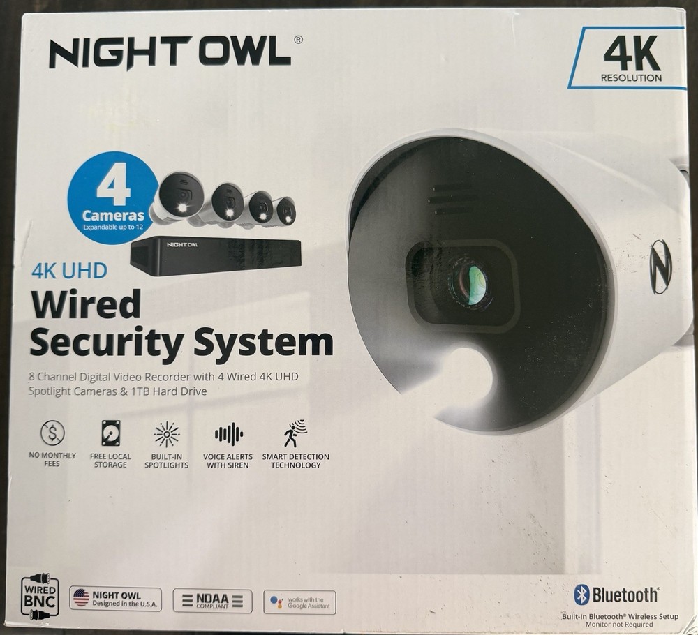 Night Owl UHD 1TB HDD 8 Channel 4K Bluetooth Camera System White WM-BTD881-4LSA