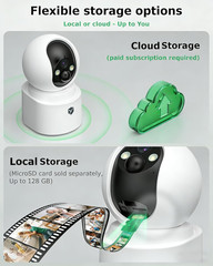 Battery Powered Indoor Camera Wireless 2 Pack, PTZ Pet Camera with 6000Mah Recha