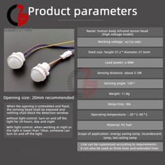 AC110V-240V LED PIR Infrared Motion Detection Auto Sensor Light Switch Lamp 120°