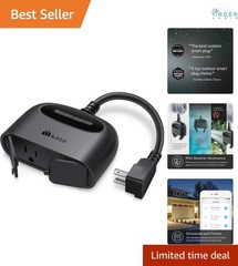 Outdoor Smart Plug Dual Sockets Wi-Fi Weather Resistant Alexa Google IFTTT