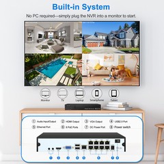 8PCS 5MP 2-Way Audio Dome Security ColorVu Camera 4K 8MP POE 2TB HDD NVR System