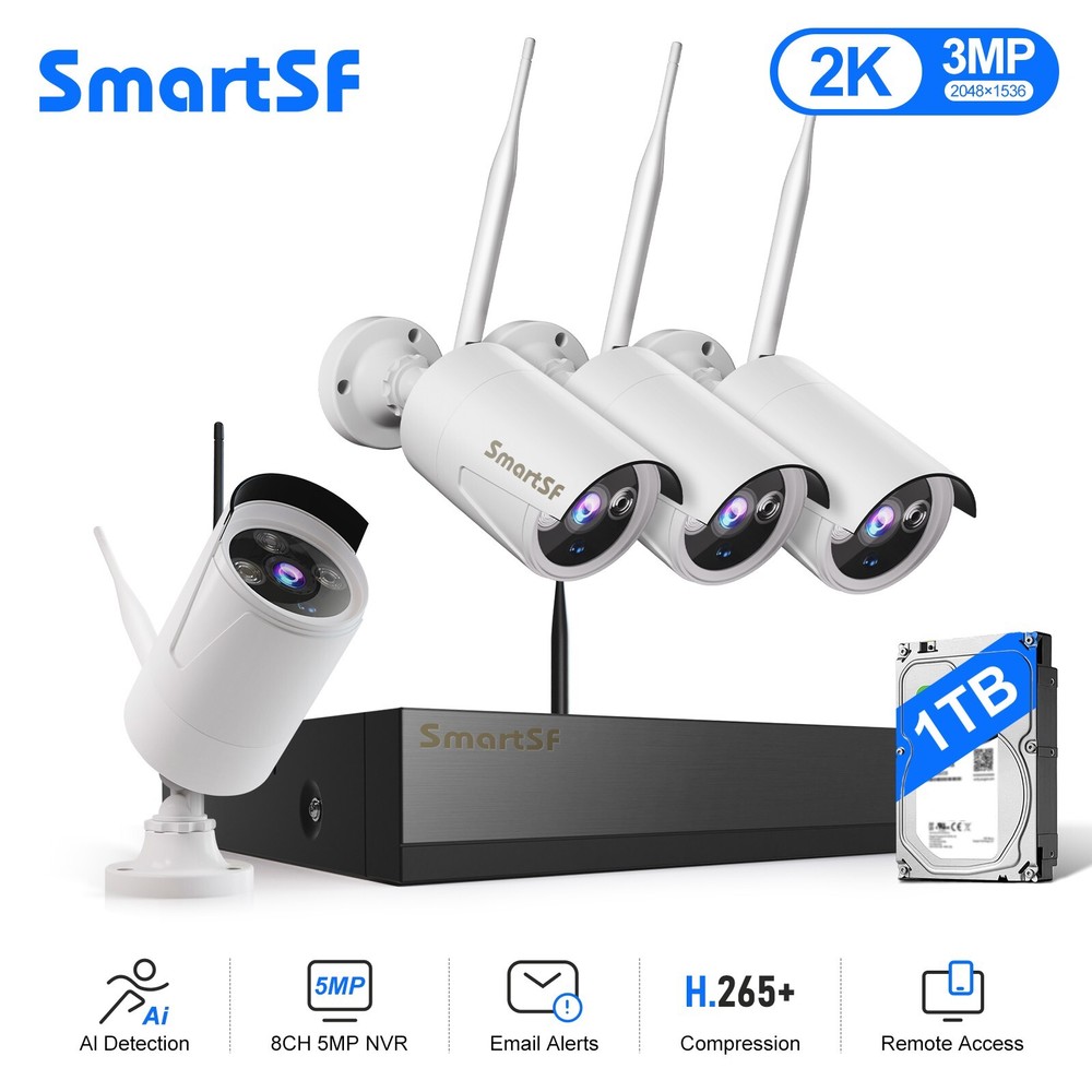 Wireless Security Camera System Outdoor Home 3MP 8CH With 1TB Hard Drive WiFi HD