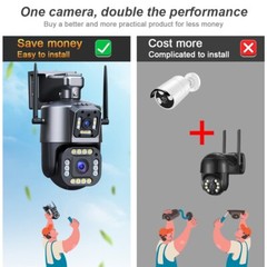 Wifi Security 4MP+4MP Wireless Camera PTZ Home Outdoor Surveillance 2-way Audio
