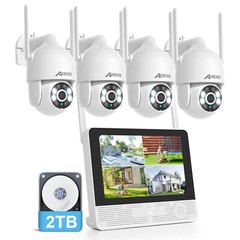 ANRAN 5MP WiFi Wireless 12”Monitor NVR Security Cameras System Full Color Night