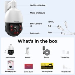 Vikylin 4K 8MP 25X Zoom PoE Security Camera PTZ Auto Tracking Outdoor 2Way Audio