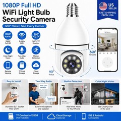 Security Camera 1080P E27 Light Bulb Wireless WiFi Camera 360°Night Vision 2pcs