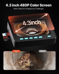 30M Sewer Camera with 11cm TFT LCD, IP68 Waterproof, 8500mAh Battery