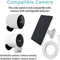 SimpliSafe Outdoor Camera Solar Panel – 4W 5V with 10ft Cable for Series 2