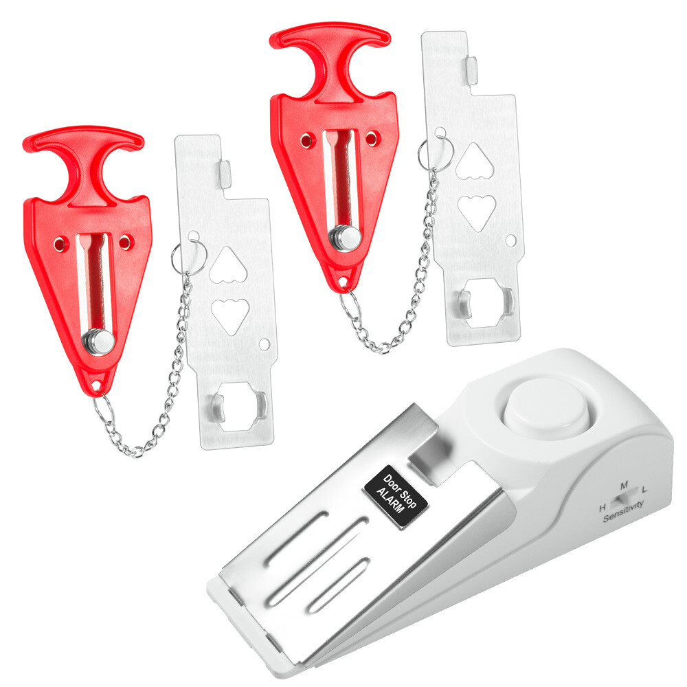 New Security Door Stop Alarm 120DB Hotel Home Portable Security Safety Tools USA