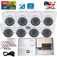 1080p Manual Zoom Lens Indoor Outdoor Dome Security Cameras 12VDC Power Supply