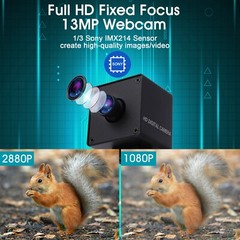 ELP HD USB Camera 13Megapixel IMX214 Mini HD Webcam w/ No Distortion Lens