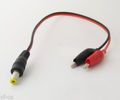 1ft/30cm 5.5 x 2.1mm 5521 DC Male Plug to Dual Alligator Clip DC Power Cable