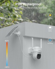 Solar Security Cameras Wireless Outdoor, 3MP Pan Tilt 360°WiFi Camera