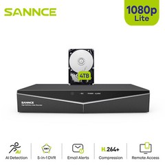 SANNCE 16CH 1080P Lite DVR Video Recorder Security System Human Motion Detection