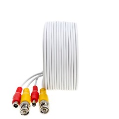 CCTV Security Camera Cable BNC Extension Power Surveillance DVR 10FT-100FT White