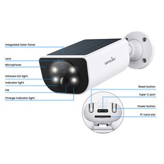 Wansview 2K Solar Security Camera Color Night Vision Outdoor Cam Wireless WiFi