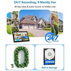 Wireless 4MP Security Camera System 4K 10CH NVR 2-Way Audio Recording Dual lens
