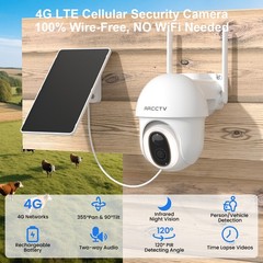 4G LTE Cellular Wireless Security Cameras Solar Powered Outdoor Home + SIM Card