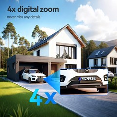 TMEZON Wireless Solar&Battery WiFi Security Camera IP66 Waterproof Cam 3MP PTZ