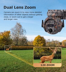 12X ZOOM 8MP 4G Solar Camera Dual lens Camouflage Color Outdoor Hunting Camera
