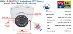 1080p Security CCTV Dome Camera System Set 8 pcs 1080p 4TB HDD cable power box