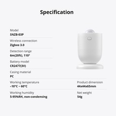 SONOFF SNZB-03 ZigBee PIR Motion Sensor Smart Home Detect Alarms for Android iOS