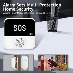 eMylo WiFi Smart Alarm Kit, Home Security Alarm System, 4 Pieces House, Apartmen
