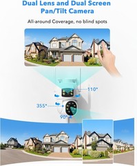 Dual Lens Security Camera System Wireless Outdoor Indoor WiFi Monitor for Home