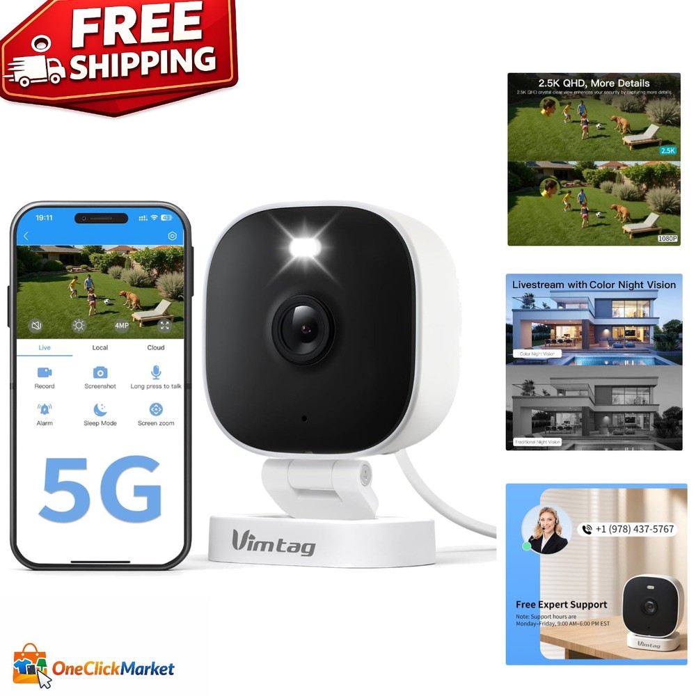 2.5K Wi-Fi Outdoor Security Camera with Color Night Vision & Motion Alerts