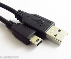 10x Black USB2.0 Type A Male to Mini 5pin Male Convert DATA Cable 30cm Universal
