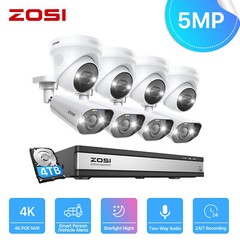 ZOSI 8CH/16CH 4K NVR 5MP POE Security Camera System AI Human Car Detect IR Audio