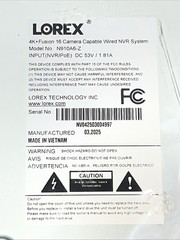 Lorex N910A62 4K+ 12MP 16 Camera Capable (8 Wired+8 Fusion Wi-Fi ) NVR-(OPENBOX)
