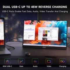 Aoc Portable Monitor 15.6 Fhd 1080P Ips 125 Srgb Usb-C Hdmi Travel Monitor For