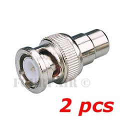 2 Pack Lot BNC Male Plug to RCA Female Jack Coax Cable Video Adapter Connector