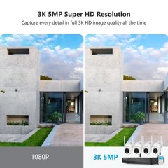 Wireless Security Camera System Pan/Tilt 1TB HDD Home 5MP 10CH Recording NVR