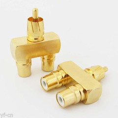 20x Gold Plated 1RCA Male to 2RCA Female Connector RCA Audio Y Splitter Adapter