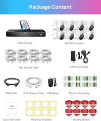 ZOSI 16CH 4K PoE Security IP Camera System NVR 4TB HDD H.265+Human Detection