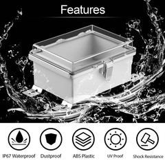 Electrical Box, IP67 Waterproof Hinged 4.7″x3.5″x2.7″, Clear Cover