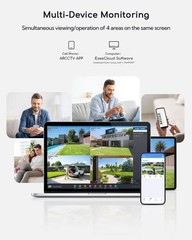 4MP Solar Security Camera Wireless Outdoor System 4 Cam-Kit 360°PTZ Night Vision