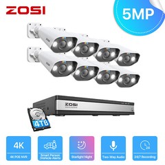 ZOSI 8CH/16CH 4K NVR 5MP POE Security Camera System AI Human Car Detect IR Audio