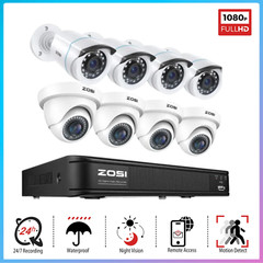 ZOSI 5MP Lite 8CH DVR Wired 2MP Security Camera System Remote View Motion Detect