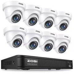 8-Channel DVR Home Security System with 8-Wired 1080P FHD Outdoor Dome Cameras,